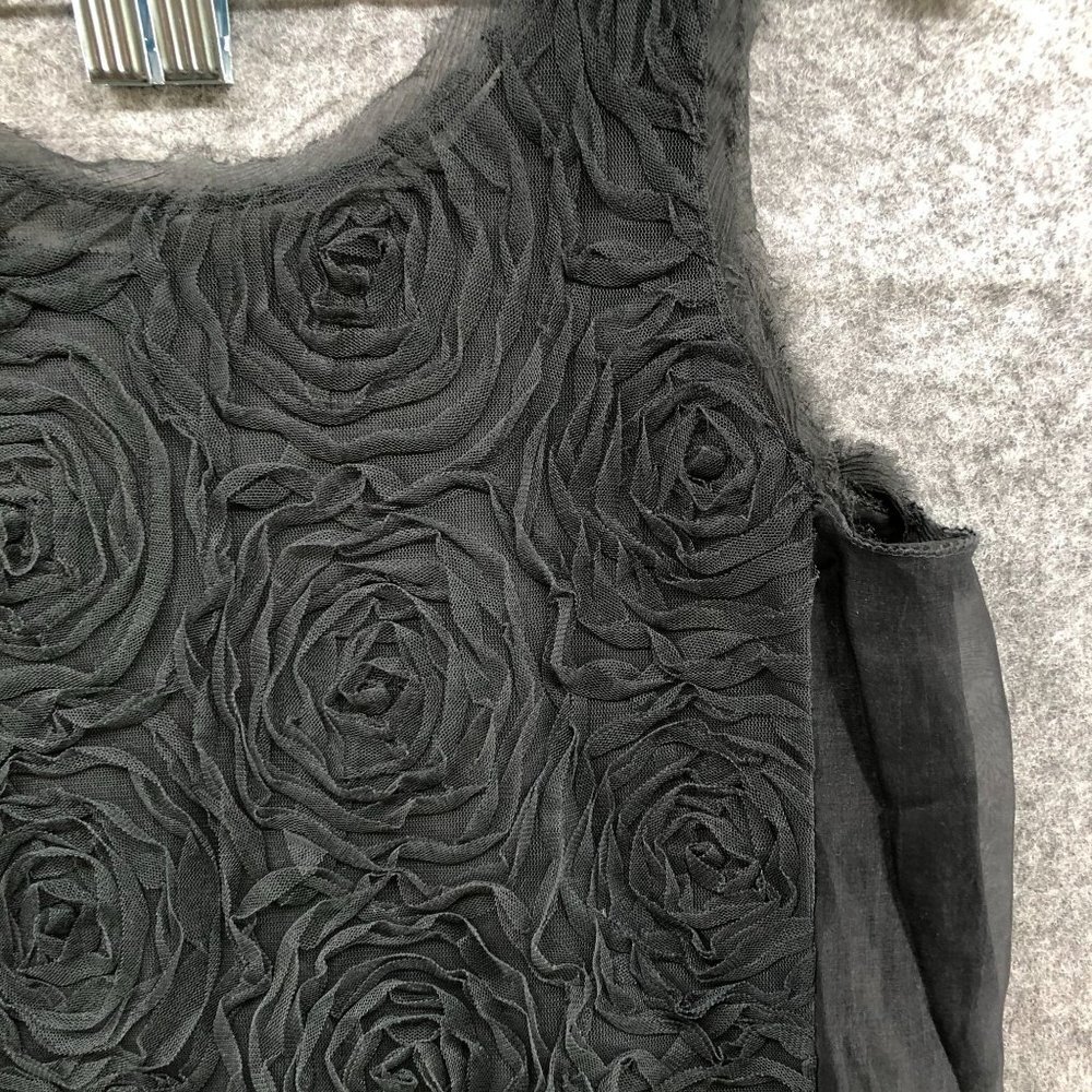 J.‎ Crew Sleeveless Mini Dress Womens 2 Black 3D Floral Applique Shift Formal - Picture 5 of 12